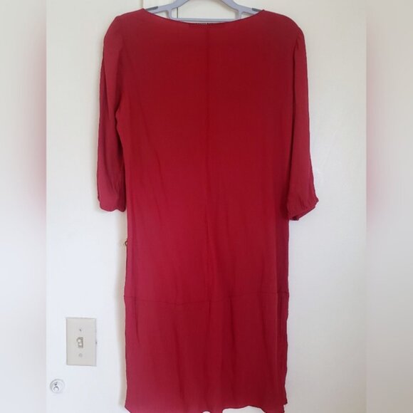 Zara V-Neck Red Mini Dress Women's Medium M - Picture 3 of 7